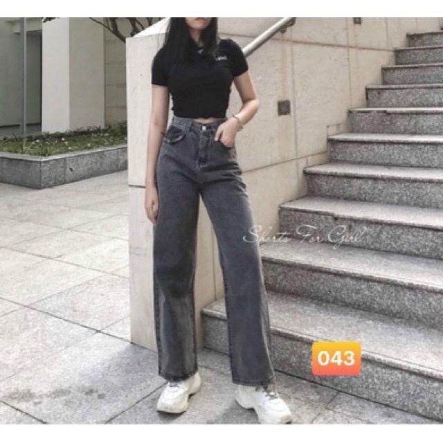 QUẦN JEAN ỐNG RỘNG DÁNG SUÔNG QUẦN BÒ CẠP CAO TÔN DÁNG CHẤT ĐẸP THỜI TRANG NỮ BANAMO FASHION BÒ SUÔNG 966