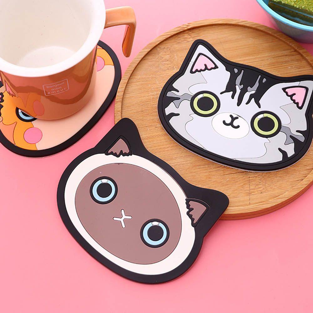 1 Miếng Lót Ly Bằng Silicon Chống Trượt Chịu Nhiệt Siêu Bền Họa Tiết Hoạt Hình Dễ Thương