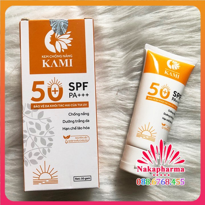 Kem chống nắng Kami SPF 50+ - Giúp da khỏe mạnh trắng sáng, giảm nám da, sạm da, ngừa tim cực tím UV