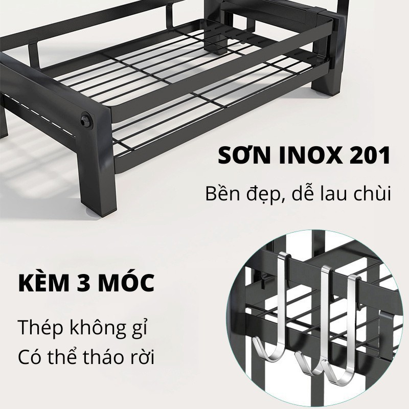 Kệ đựng gia vị inox không gỉ giá 2 tầng B077 sơn tĩnh điện