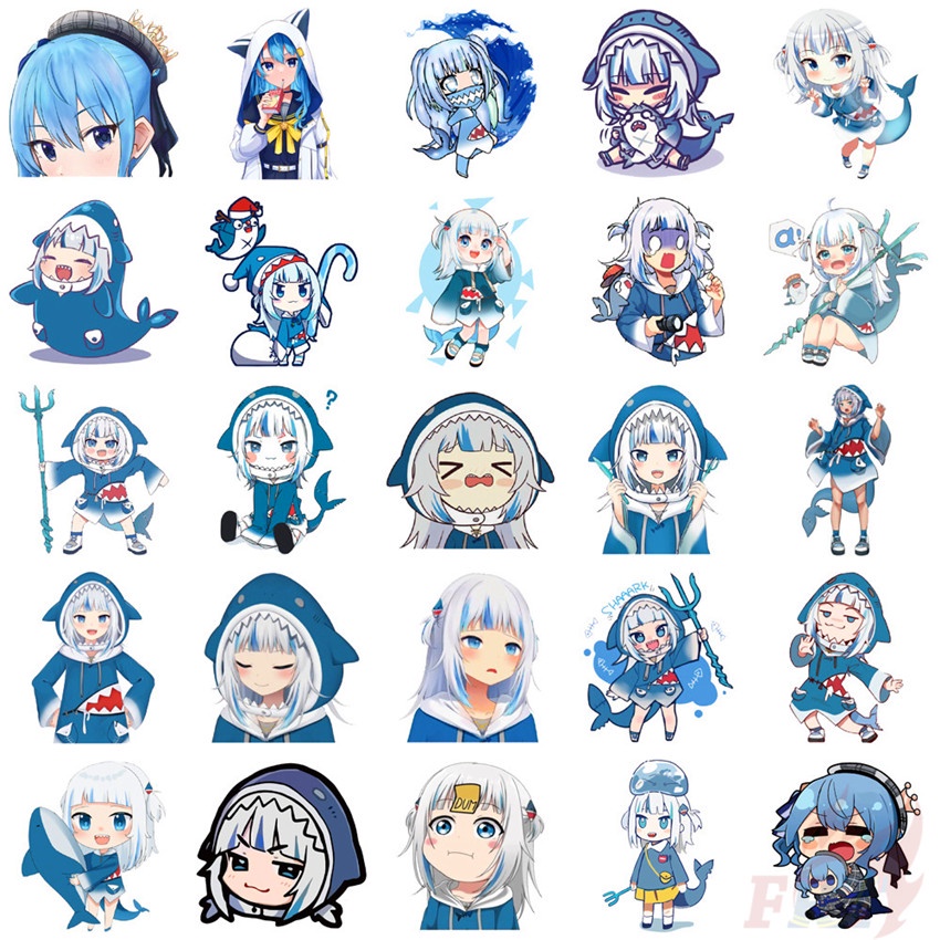 Set 60 Món Đồ Chơi Chất Lượng Cao ❉ Hình Dán Hololive Vtuber Gawr Gura Series 04 ❉ Miếng Dán Đề Can Chống Thấm Nước Vẽ Nguệch Ngoạc Thời Trang DIY