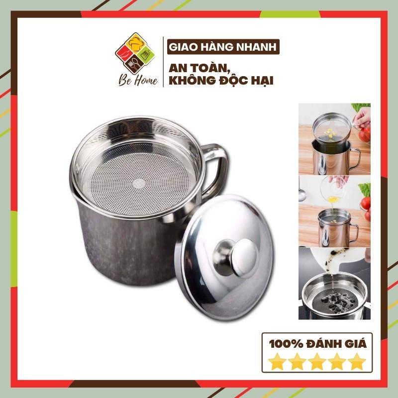 Ca lọc dầu inox 201 BEHOME Bình Lọc Dầu Ăn Có Lưới lọc Cặn An Toàn Tiết Kiệm Dầu Đã Qua Sử Dụng