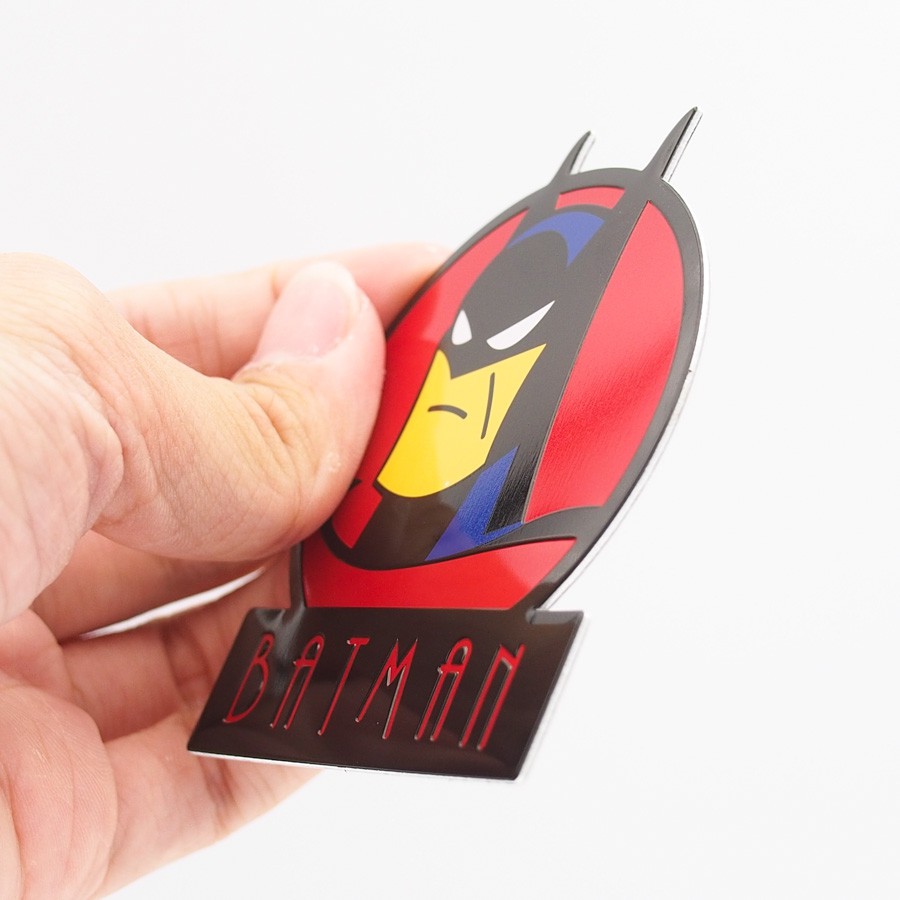 Sticker metal dán xe - Batman nền đỏ - STICKER FACTORY