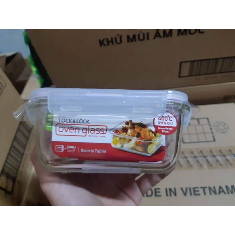 Hộp thủy tinh chịu nhiệt LOCK&LOCK chữ nhật size 420ml. Và các size