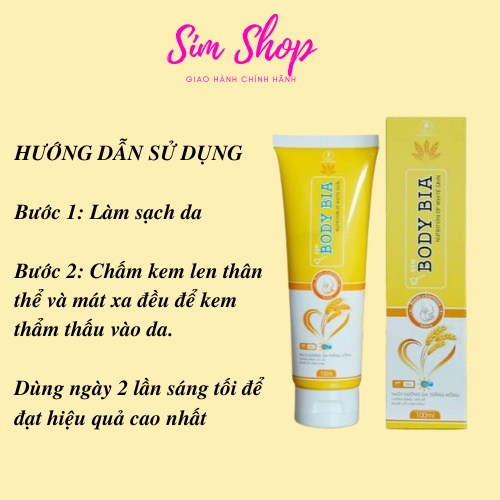 Kem Body cấy trắng men Bia olic SimShop102 nuôi dưỡng làn da trắng hồng từ sâu bên trong