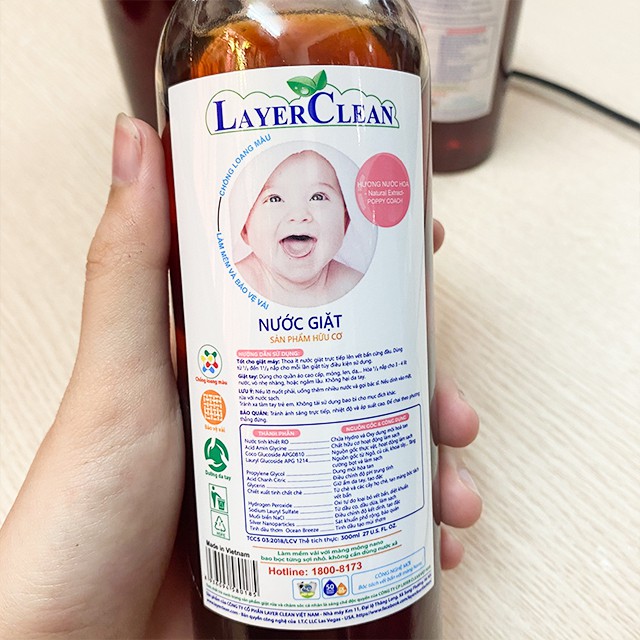 { TIN DÙNG } Nước Giặt Hữu Cơ Layer Clean Hương Nước Hoa Chai 300ML Thân Thiện Với Môi Trường An Toàn Cho Da Bé