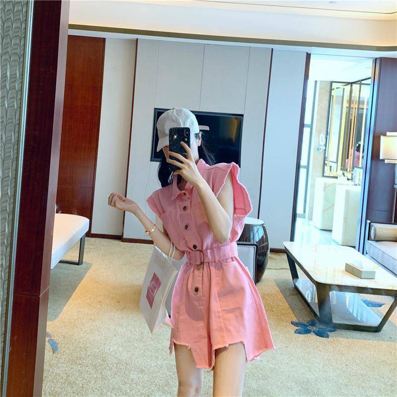 Jumpsuit Tay Ngắn Ống Rộng Lưng Cao Thời Trang Cho Nữ | BigBuy360 - bigbuy360.vn