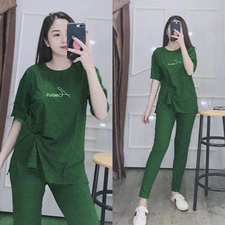 [Mã 252FASHIONSALE giảm 12% đơn 99K] Set Đồ Cotton Nữ - Logo Thêu Chữ - SP Y Hình | BigBuy360 - bigbuy360.vn