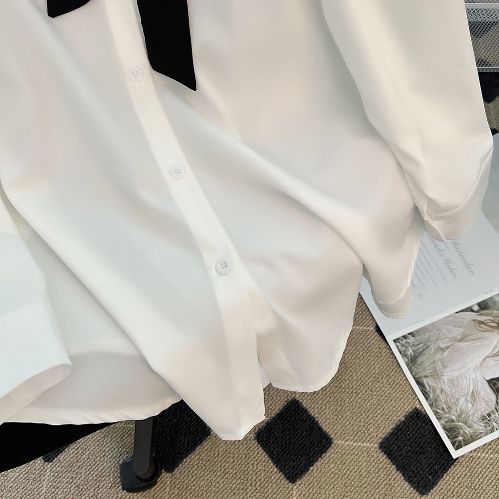 Áo Sơ Mi Trắng Dáng Rộng Phong Cách Cổ Điển Thời Trang Mùa Thu Mới Cho Nữ