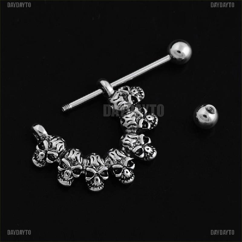 Bộ 7 Khuyên Nhũ Hoa Bằng Thép Không Gỉ Hình Đầu Lâu Cá Tính