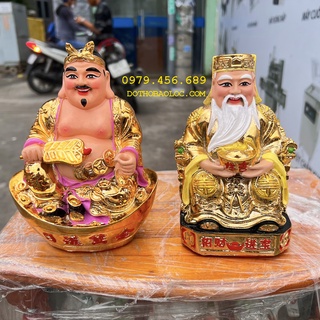 Tượng Thần tài Thổ Địa sơn vàng cao 16.5cm