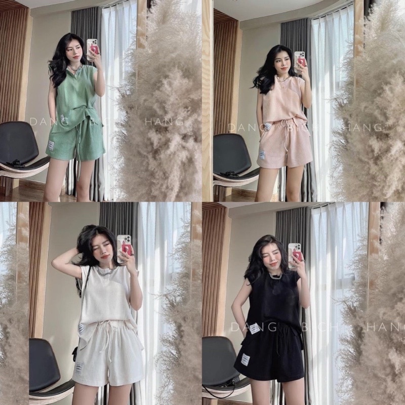 set bộ đùi tăm tay liền 4 màu cho nữ