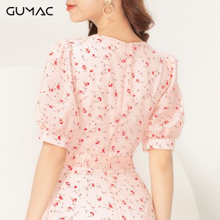 Đầm eo nhún rút cổ V GUMAC DA931