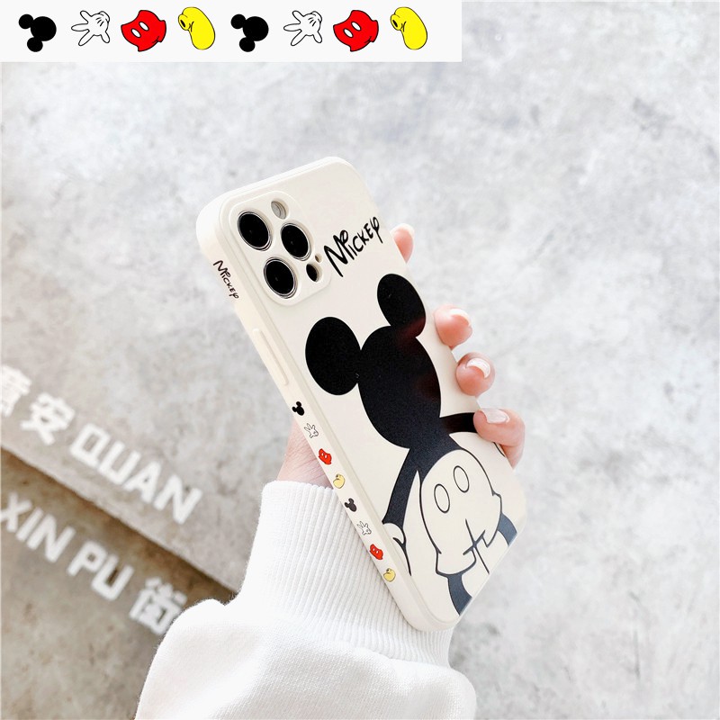 Ốp lưng iphone Chuột Mickey, Quái Vật Xanh cạnh vuông in hình viền cute