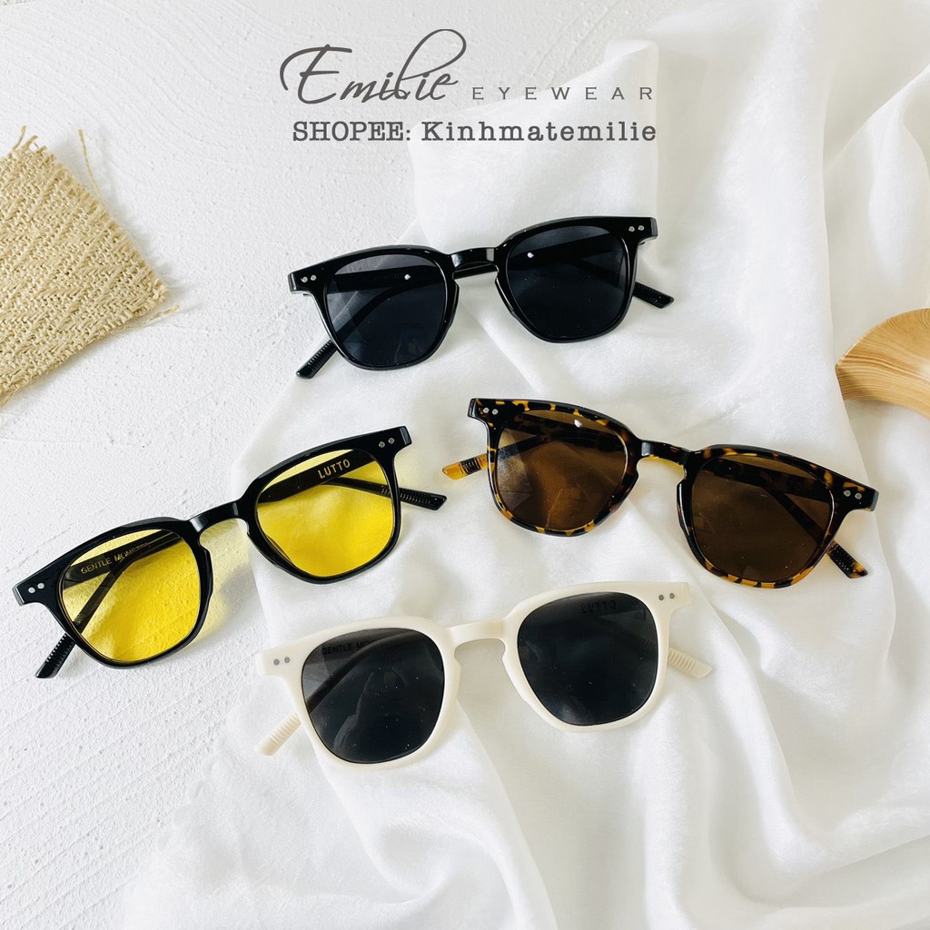 Kính mát nam nữ vuông nhỏ Lutto chất liệu nhựa mắt chống UV400 Emilie eyewear