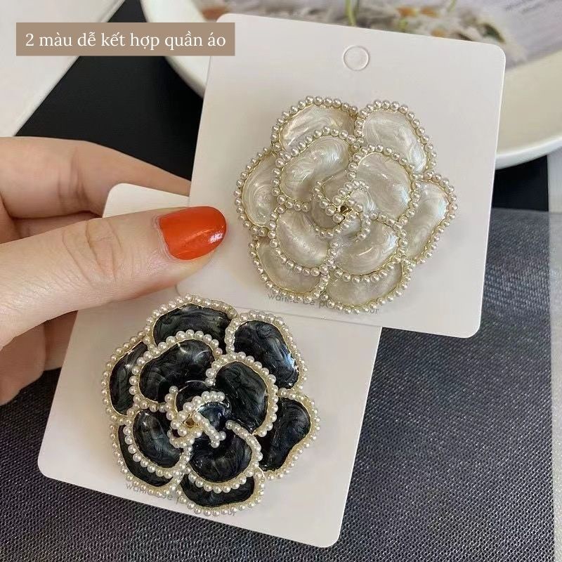 Cài áo ghim cài áo bông hoa trà hai màu chà neo mix đồ siêu đỉnh