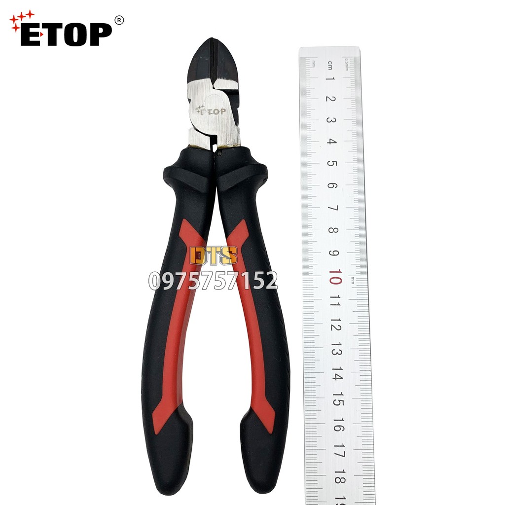 Kìm cắt chuyên dụng ETOP 190mm, kềm cắt thép Carbon siêu cứng, chịu lực cao, tay cầm bọc cao su vân chống trượt