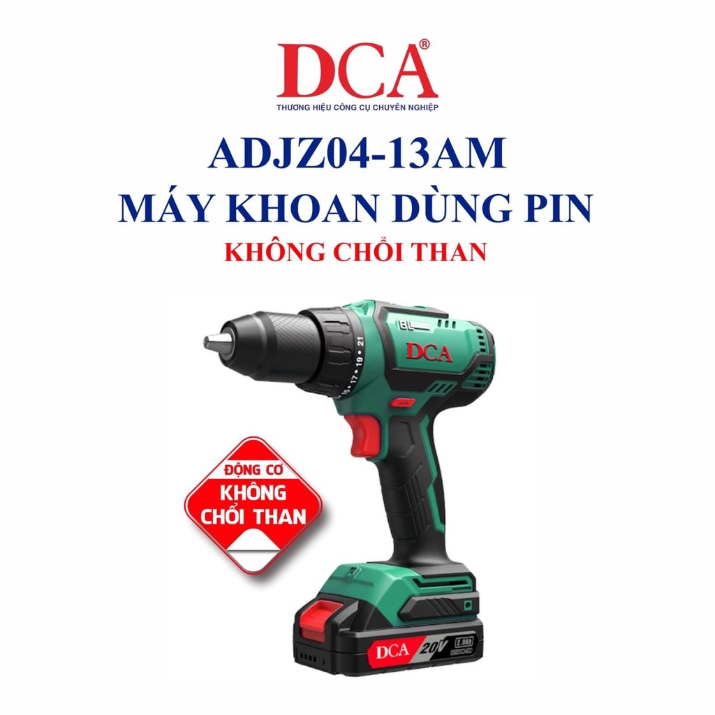 (Chính Hãng) -Máy Khoan pin 20V (Ko chổi than) DCA ADJZ04-13AM (2pin 2AH)