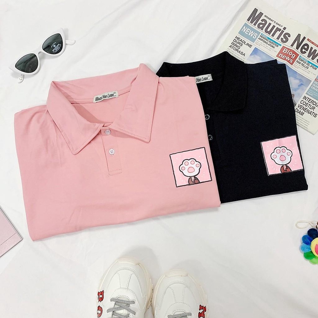 Áo Cổ Trụ Polo Chất Thun Mềm Sang Xịn Mịn In Hình Bàn CHân MÈo Siêu Cute  Trẻ Trung  THời Thượng Hóm Hỉnh TTQ0305