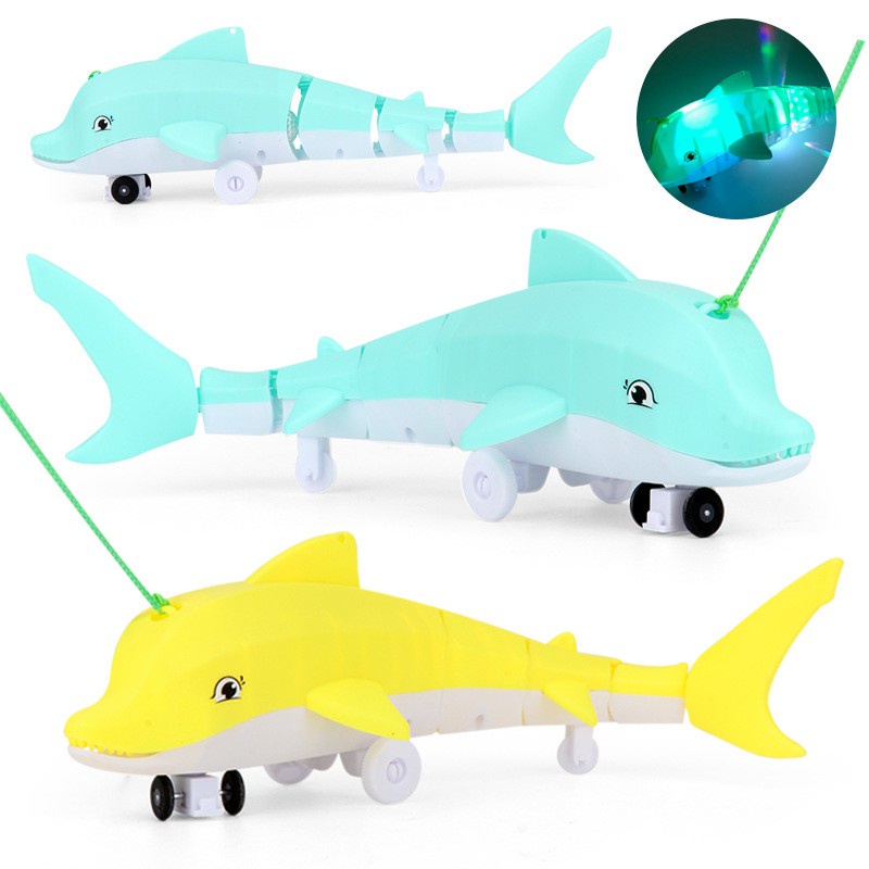 Electric Leash Dolphin Toy Light and Music Fun Children's Toy Blue