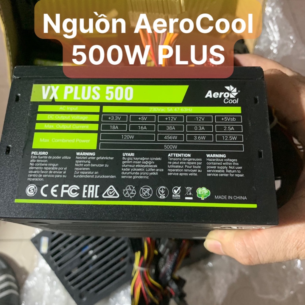 UPS N Guồn 500W Công Xuất Thật Hiệu VXPlus 500 AeroCoolDây Dài