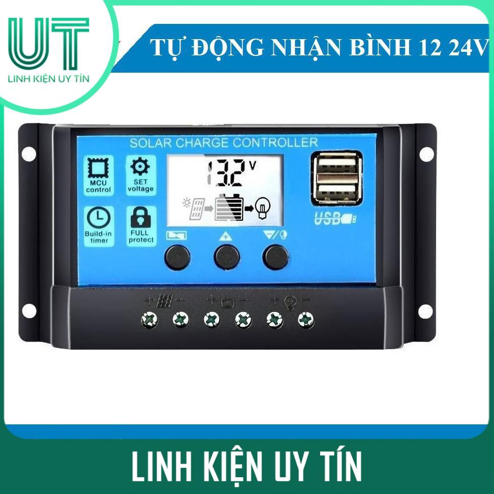 Thiết bị sạc pin từ năng lượng mặt trời đầu USB màn hình LCD 30A 12V24V