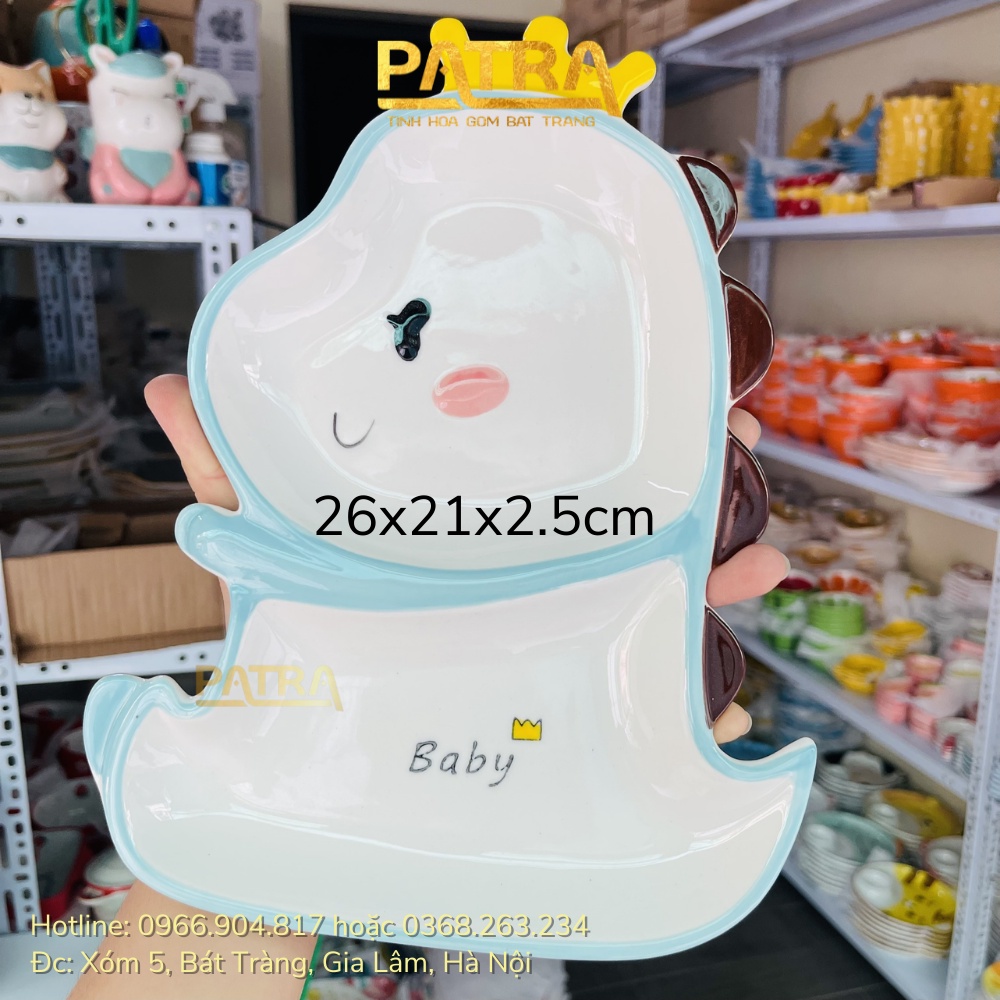 Bộ bát đĩa sứ hình khủng long siêu dễ thương cho bé - chén đĩa cute cho cả gia đình