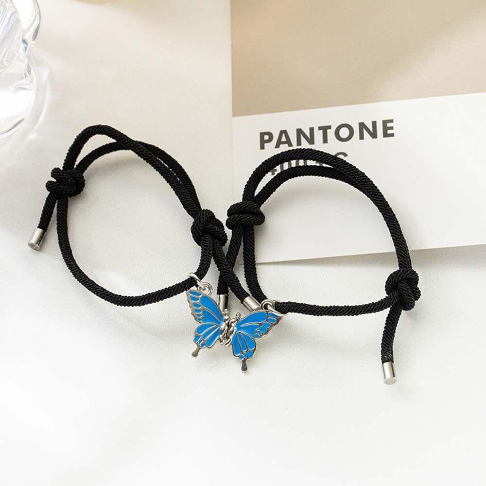 Vòng Tay Dây Bện Phối Hạt Nam Châm Có Thể Điều Chỉnh Phong Cách Hàn Quốc