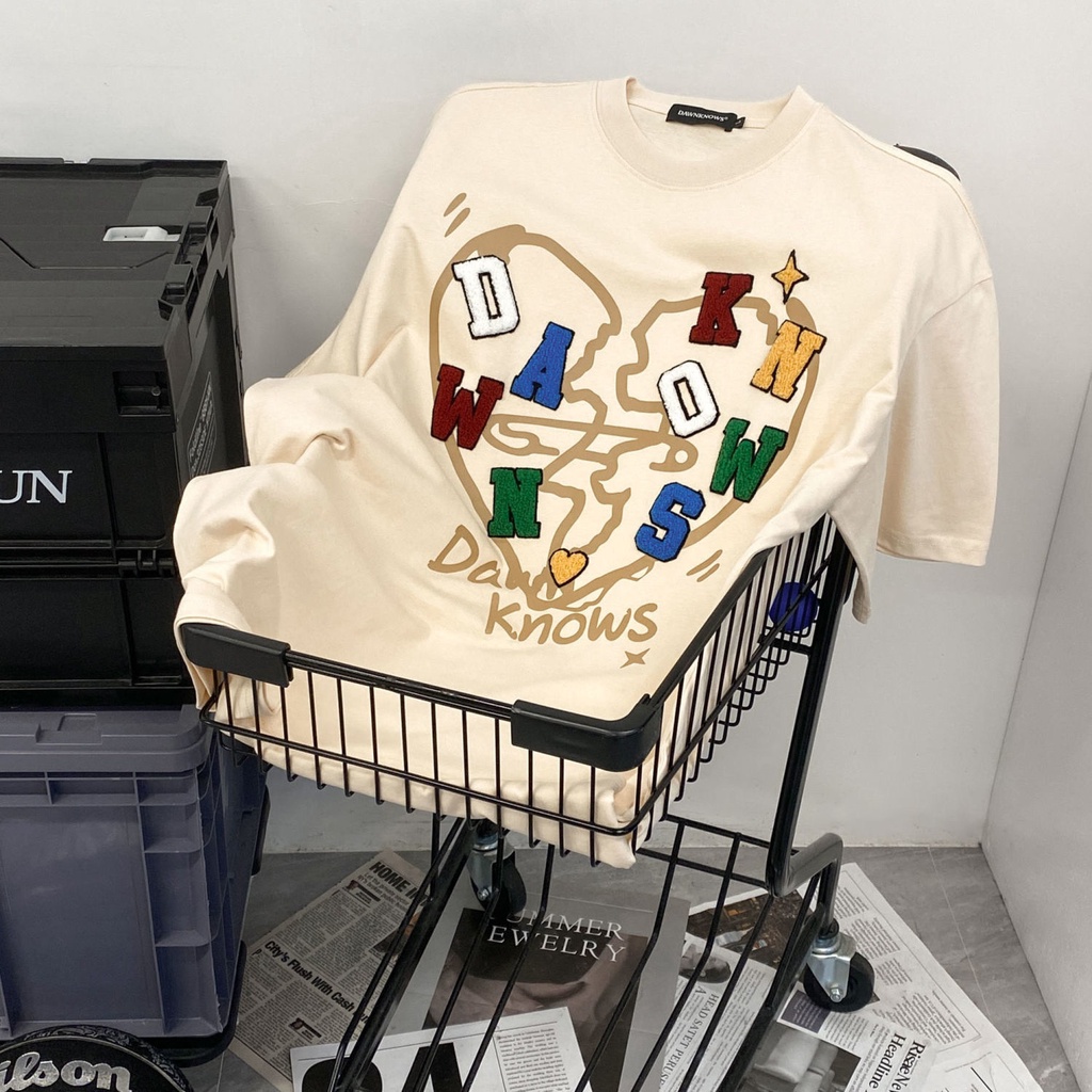 Áo Thun 100% Cotton Tay Ngắn Dáng Rộng Phong Cách Retro Mỹ Cho Nam Và Nữ