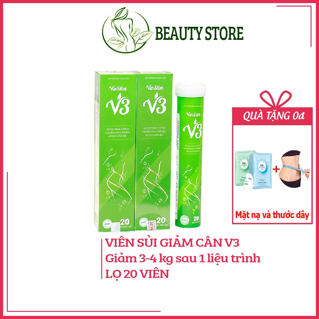 Vinslim V3 Viên Sủi Giảm Cân nhanh cấp tốc an toàn detox không phải thuốc giảm cân