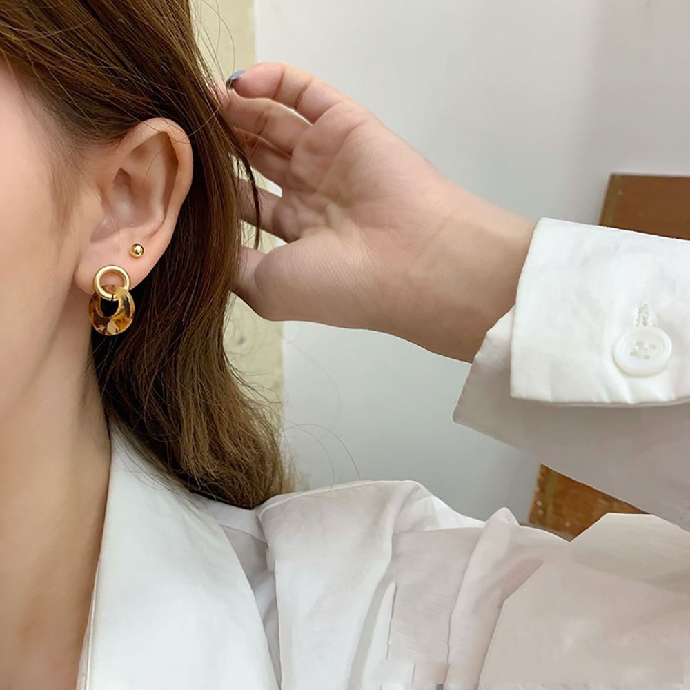 Khuyên Tai Tròn Bằng Hợp Kim Acrylic Nhiều Màu Tinh Tế Thời Trang Hàn Quốc Cho Nữ