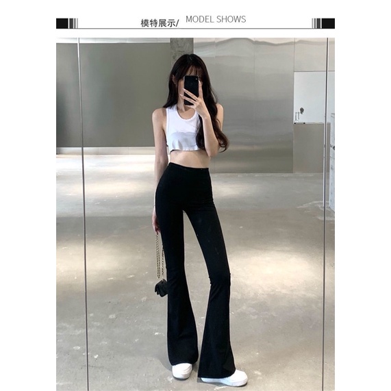 Quần legging ống loe chất gân tăm siêu tôn dáng