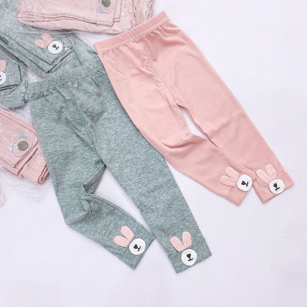 Quần legging nhiều màu họa tiết thỏ,set 4 quần cotton nơ cute cho bé chất cotton co giãn Rio