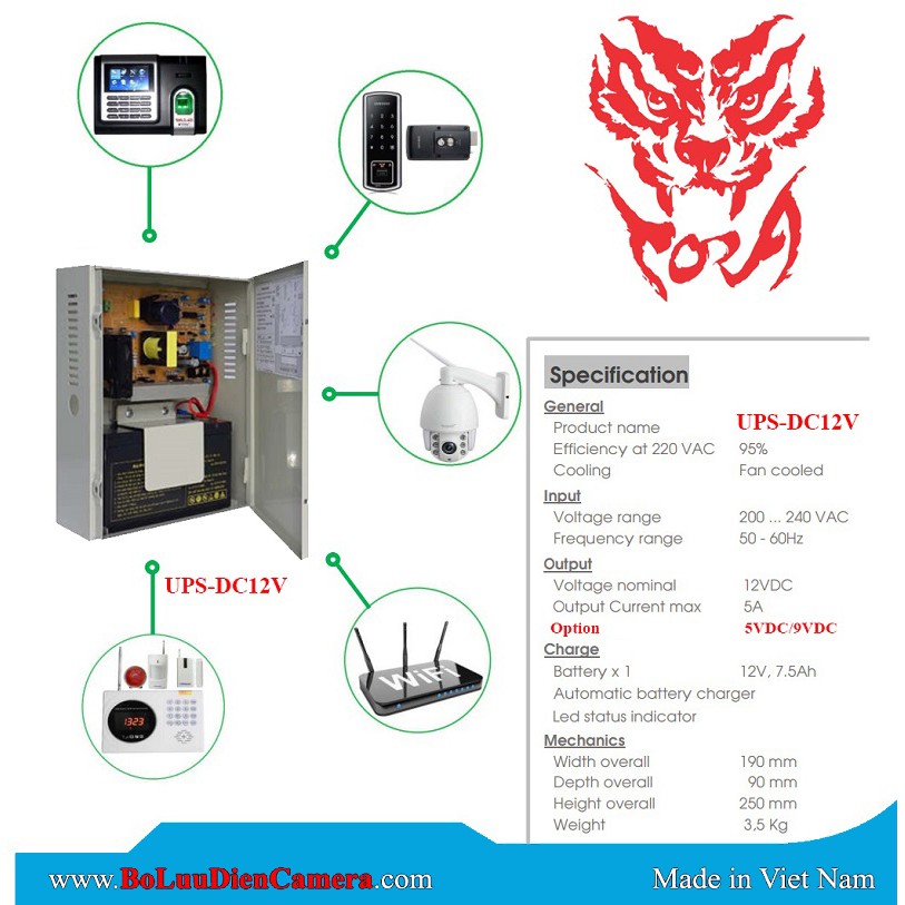 Bộ lưu điện UPS-DC12V Camera, Khóa, Modem wifi thiết bị điện