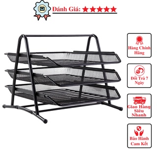 Kệ, giá 3 tầng đựng tài liệu, hồ sơ văn phòng A4 bằng kim loại 9377 - Khay đựng tài liệu 3 tầng khung kim loại bền đẹp