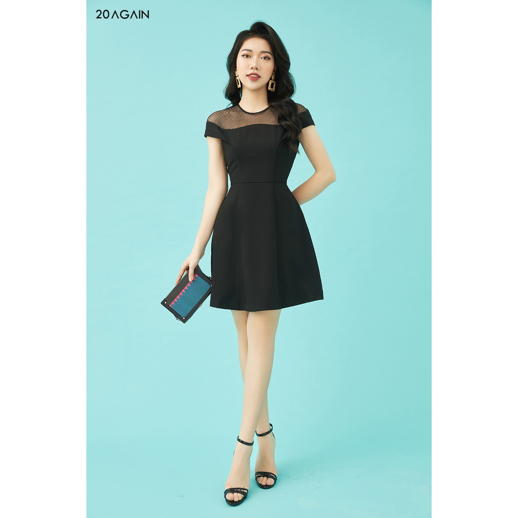 Đầm Xòe Phối Lưới 20AGAIN DEA1077 | BigBuy360 - bigbuy360.vn
