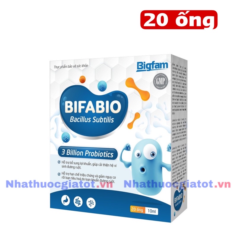 BIFABIO BIGFAM Men Vi Sinh Hỗ trợ Bổ Sung 3 Tỉ Lợi Khuẩn, Giúp Cải Thiện Hệ Vi Sinh Đường Ruột Hộp 20 Ống 10ml