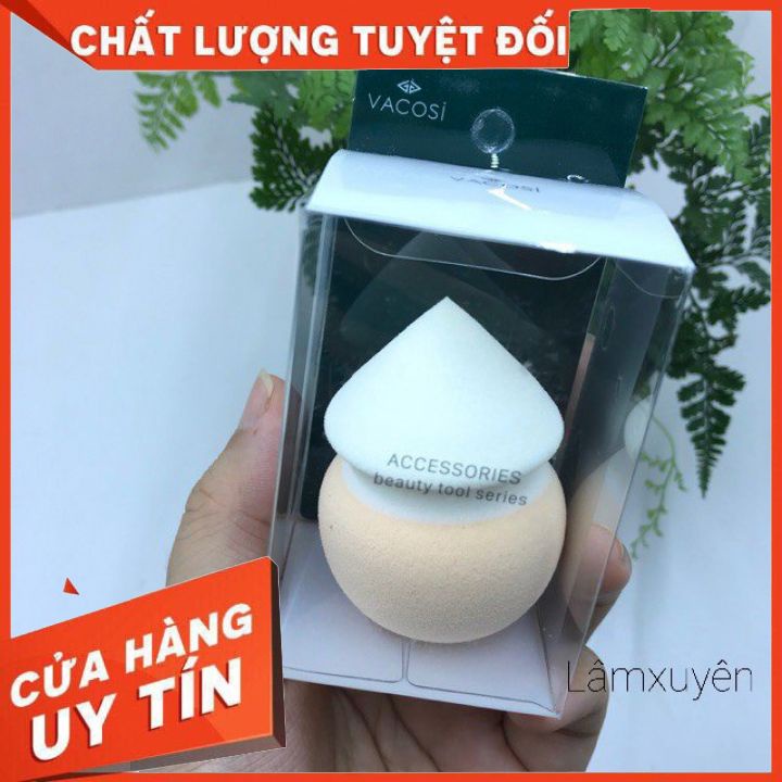 VACOSI BLENDER SPONGE BP31 _ BLENDER NÓN LÁ bông phấn mềm mịn dễ tán đều lớp phấn cho màu tự nhiên _tiện lợi
