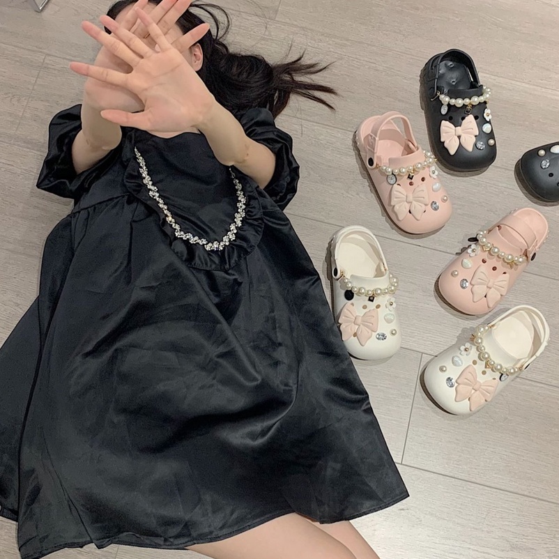 Dép Sandal Bít Mũi Không Trượt Đính Nơ Thời Trang Mùa Hè Cho Nữ