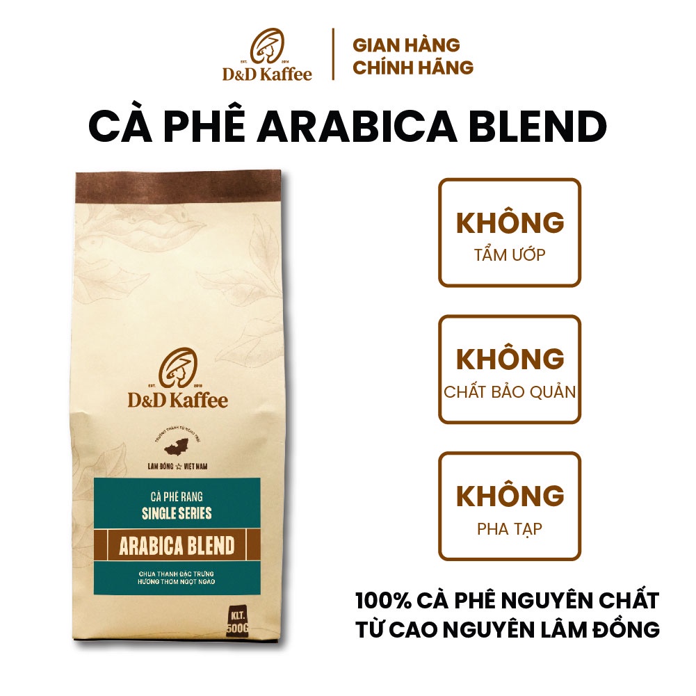 Cà phê Arabica Blend Gói 500gr, Cà phê nguyên chất 100% rang mộc - D&D Kaffee