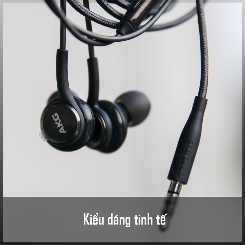 Tai nghe EARPHONE AKG S10+, tai nghe nhét tai có mic dây cáp bọc dù classic kèm 2 cặp núm phụ silicon
