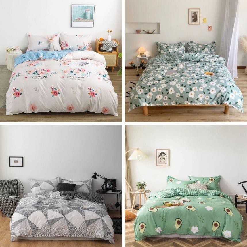 Chăn Ga Gối Đệm Cotton 90% Gồm 4 Món Vỏ Chăn, Ga , 2 Vỏ Gối (Inbox Chọn Mẫu) Bedding 126