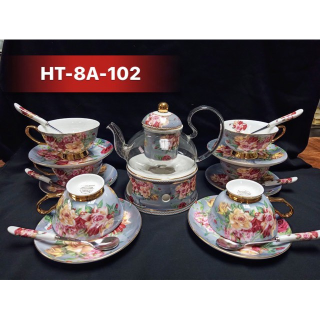 [ kèm ảnh thật ] Bộ Ấm Trà, Cafe Bếp Nến Sứ Xương - Hàng Cao Cấp Hoàng Gia