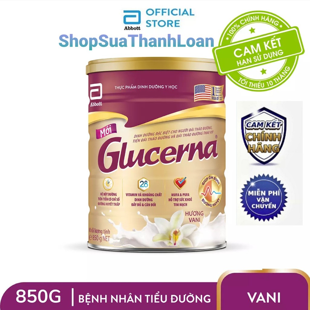 [HSD T7-2023] Sữa bột dành cho người bị tiểu đường Glucerna Abbott Vani - Hộp 850gr