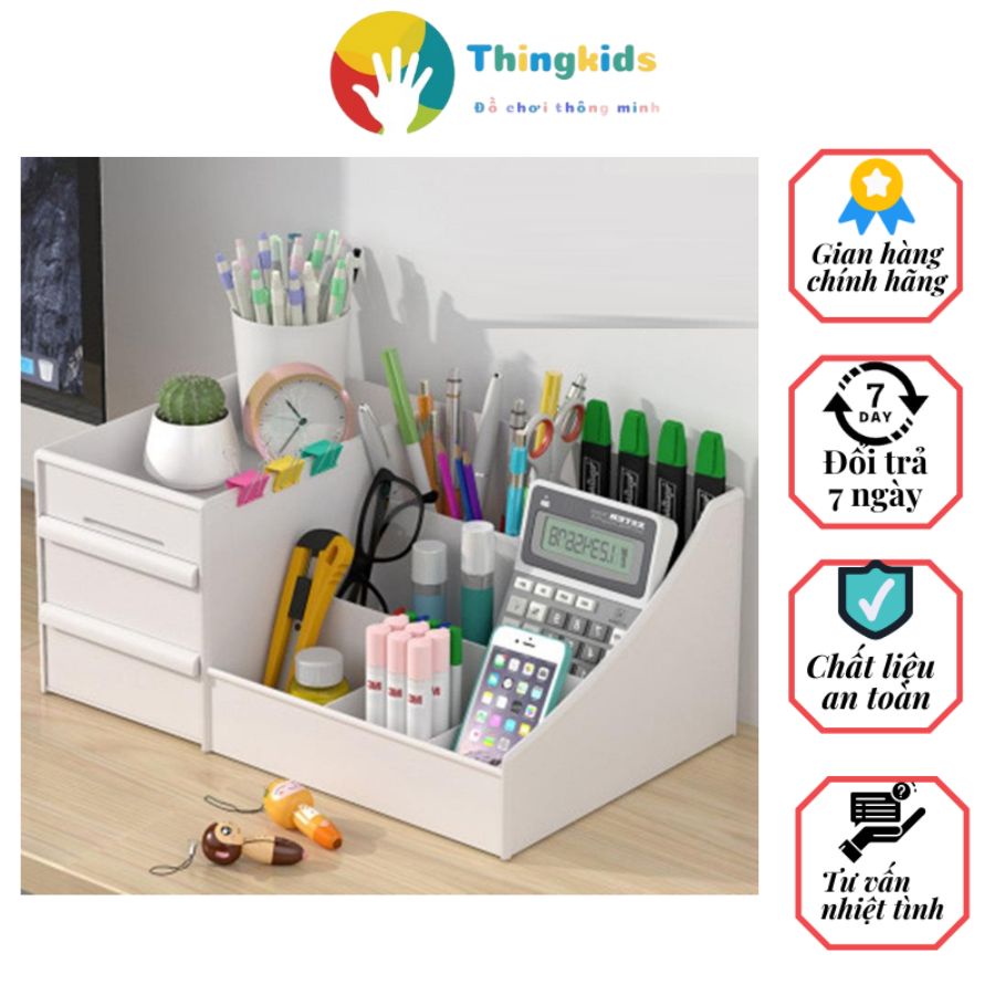 Kệ đựng mỹ phẩm 3 tầng, hộp đựng đồ trang điểm, makeup bằng nhựa cao cấp, tiện sử dụng - Thingkids
