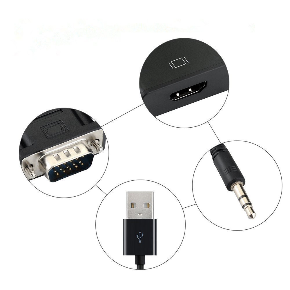 Cáp chuyển đổi tín hiệu từ VGA sang HDMI có âm thanh kèm theo cáp Micro USB