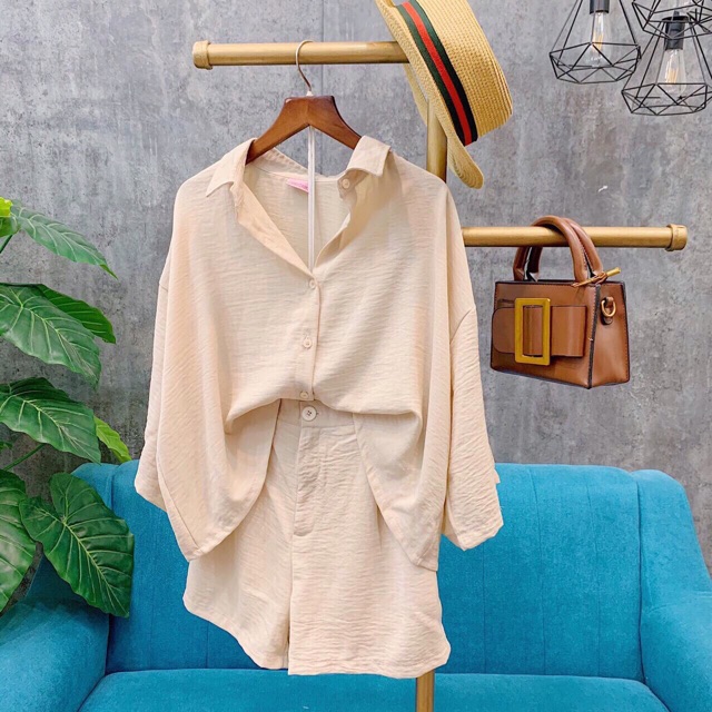 Sét áo sơ mi + quần short và ảnh thật
