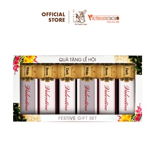 Socola Valentine - Set 6 thanh socola đen, nâu, trắng - Vinacacao 222gram