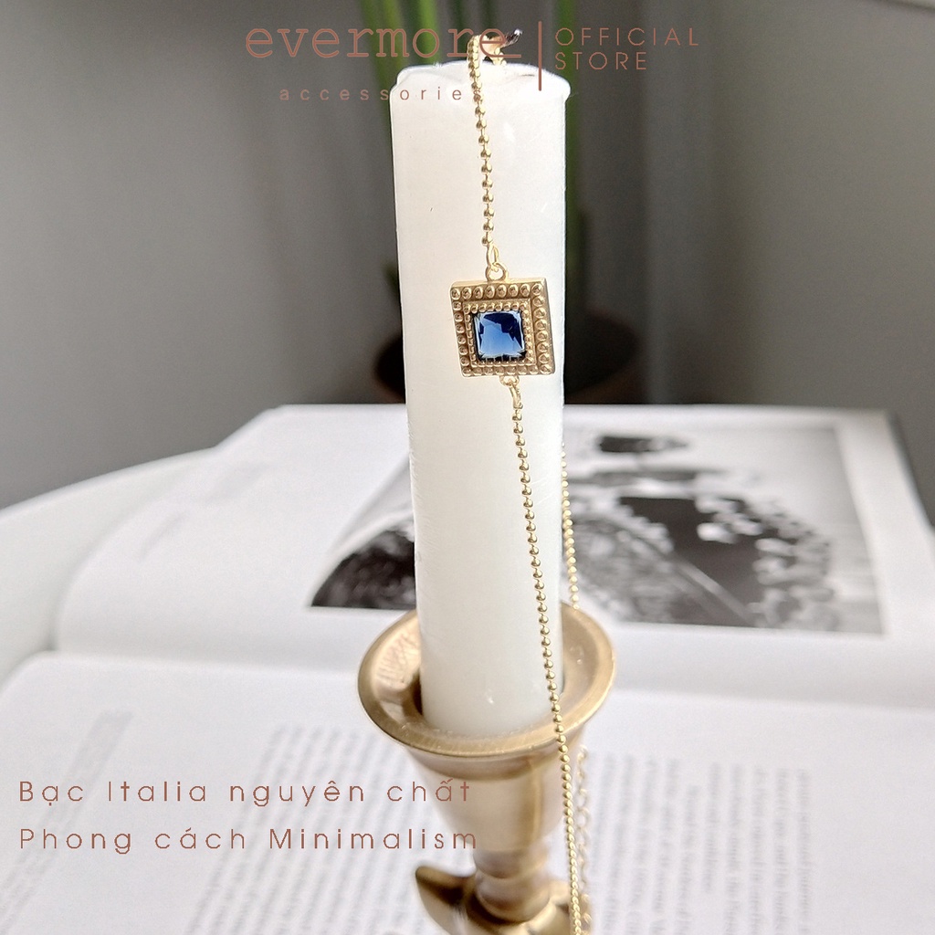 Dây chuyền bạc mạ vàng 14K EVERMORE, vòng cổ vuông đính đá thanh lịch, minimalism - D029