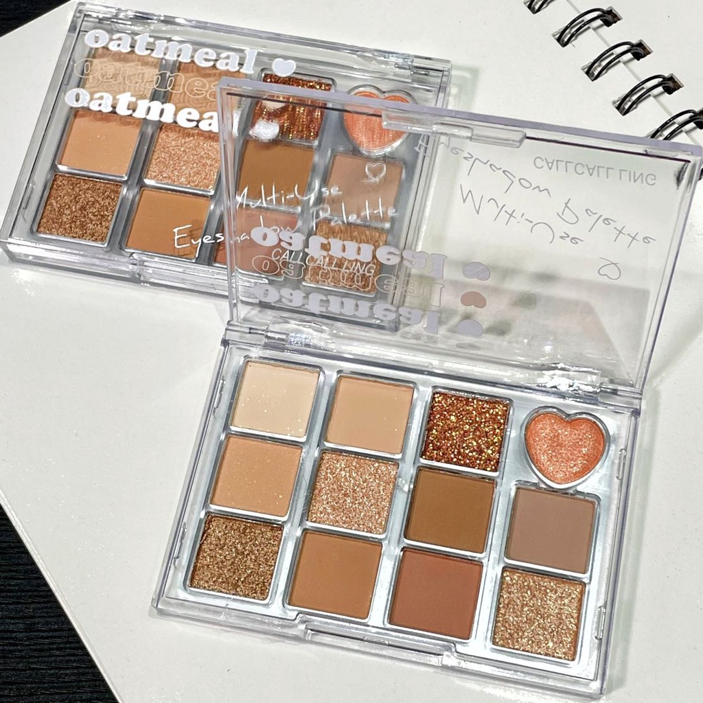 Bảng Phấn Mắt Callcall Ling 12 Màu Sắc Tông Lì/Hiệu Ứng Ngọc Trai Lấp Lánh Chống Thấm Nước Chống Nhòe